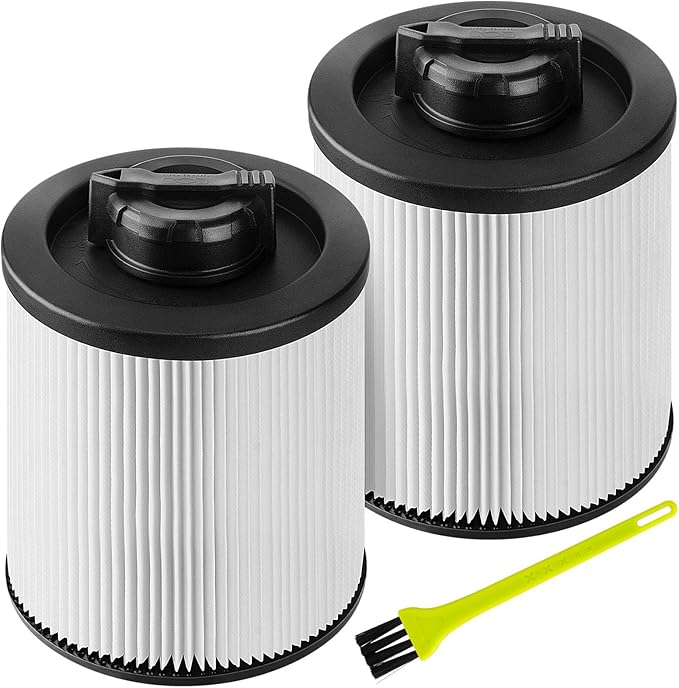 2 Pack DXVC6910 Cartridge Filter Replacement for DEWALT 6,9,10,12,14,16 Gallon Wet/Dry Vac, Compatible with DeWalt DXV06P DXV09P DXV10P DXV10PL DXV10SA DXV12P DXV14P DXV16P, Washable and Reusable