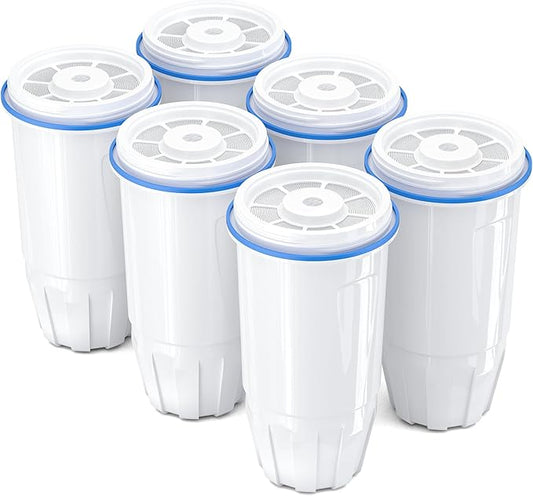 Upgraded Water Filter Replacement Fit for Zero Pitcher and Dispenser ZR-001 ZR-004 ZP-006 ZR-017, Five-Stage Filter System, Effectively Reducing Lead, Chromium, and Contaminants, 6 Packs, By BOGDA