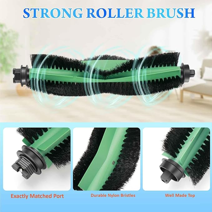 Replacement Parts Accessories for iRobot Roomba Combo Essential Vac 2 Vac 104/105 Y0110 Y0112 Y0140 Q0120 Q052 Robot Vacuum 2 Main Brush Rollers, 8 Filters, 8 Side Brushes, 6 Mop Pads