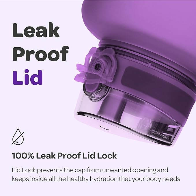 Hydracy Water Bottle with Time Marker -Large BPA Free Water Bottle & No Sweat Sleeve -Leak Proof Gym Bottle with Fruit Infuser Strainer & Times to Drink -Ideal for Fitness Sports & Outdoors