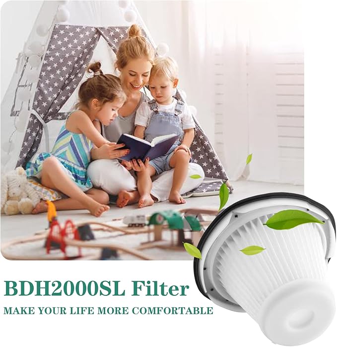 Replacement for BLACK & DECKER Hand Vacuum Filter compatible with VF200SP BDH2000SL/BDH1800S Vacs, Replace Part # 90543043-01, 4 * Black Decker vacuum filters, 1 Cleaning Brush By Improvedhand