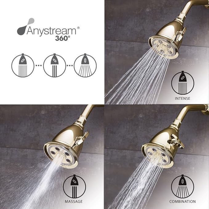 Speakman, Polished Brass S-2005-HB-PB Hotel Anystream High Pressure 2.5 GPM Adjustable Shower Head