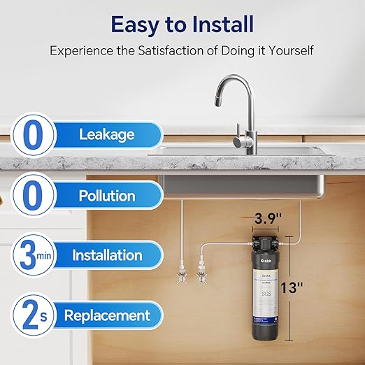 Stokk UR30 Under Sink Water Filter, Reduces Chlorine Bad Taste & Odor, 16000 Gallons Under Counter Water Filter Direct Connect to Kitchen Faucet, NSF/ANSI 42&372