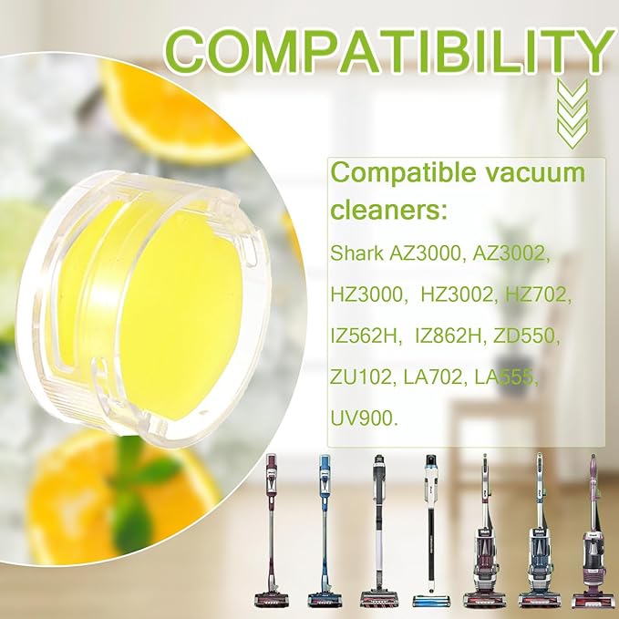 Odor Neutralizer Cartridge Replacement for Shark AZ3000 AZ3002 HZ3000 HZ3002 HZ702 IZ862H IZ562H ZD550 ZU102 LA702 Odor Elimination Replacement 1541FC3000(Pack of 4pcs,Lemon)