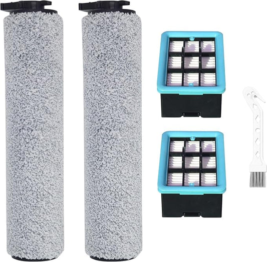3831 Roller Brush & Filter Replacement Kit Compatible for Bissell Crosswave Hard Floor Expert Vacuum 3831 & HF2 3845N 3845 3847 3848(2 Brush Rolls + 2 Filter) Fit Bissell No. B0555,1637755,1632973