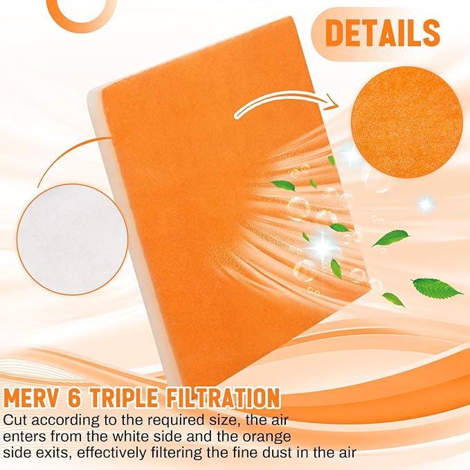 4 Pcs Filters Replacement Pads 10.5 x 10.5 Inches Replacement Filter Pads (Orange, White)