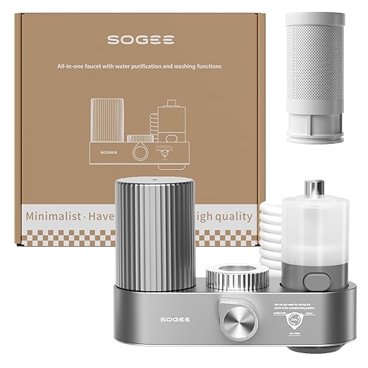 Water Filter for Sink Faucet,4-in-1 Faucet Water Filter with Filtration/Raw/Booster/Cleaning Mode,NSF42 Reduces Chlorine & Odors,35” Hose and 360° Cleaning,Fits 95% of Kitchen Faucets,LJ209,1 Filter