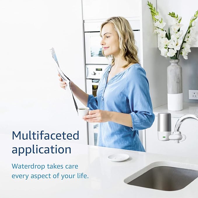 Waterdrop Faucet Water Filter, Replacement for Brita® Filter, 36311 On Tap Water Filtration System, Brita® Replacement Filters, 4-Months or 100 Gallons Chrome (2 Packs)