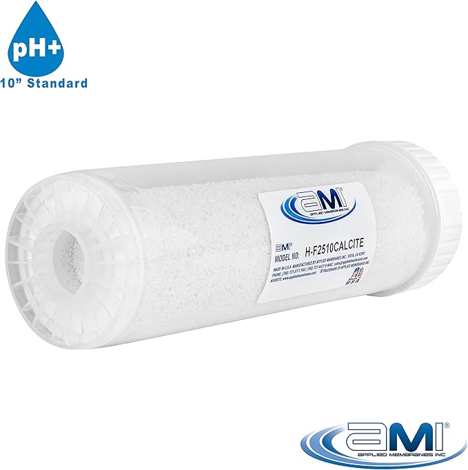 APPLIED MEMBRANES INC pH Neutralization Water Filter Cartridge | Calcite Filter to Raise Alkalinity of Low pH Water | 10" Standard Size Fits 10” Standard Filter Housing | H-F2510CALCITE (10" Standard)