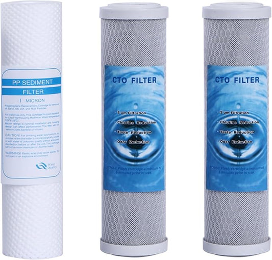 HUINING 1-3 Stage 10" Water Pre-Filter Set Replacement Water Filter Compatible With APEC RO Water Filter System Essence, Ultimate RO,ROES,10” RO Filter,Countertop 3-Stage water filter system (1)