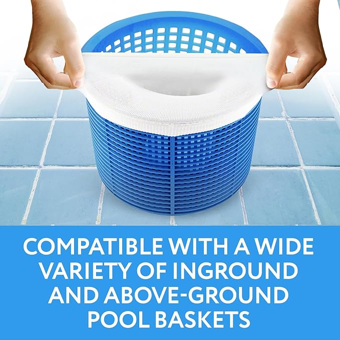 IMPRESA Pool Skimmer Socks 10-Pack - Reusable Nylon Mesh Filter Socks for Skimmer Baskets - Fits Inground & Above Ground Pools - Catches Leaves & Debris, Prevents Clogging