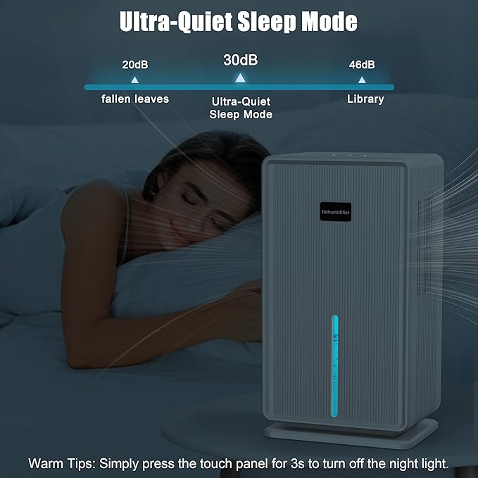 Dehumidifiers for Home, Upgraded 101OZ Dehumidifier (800 sq.ft), Quiet Dehumidifier for Basement, Bedroom, Bathroom, RV, Closet with Auto-off, Sleep Mode, 7 Colorful LED Light, Small Portable, White