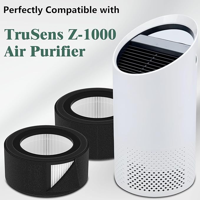 2 Packs Z-1000 Standard Premium Replacement Filters Compatible with TruSens Z-1000 Small Room Air Cleaner Purifier, 2 Premium Filters and 4 Extra Activated Carbon Pre-Filters