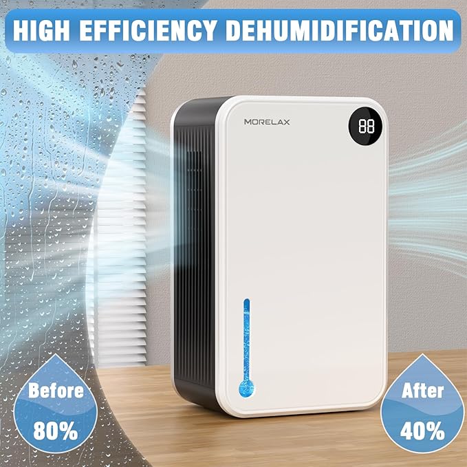 Dehumidifier,Scozza 25 OZ Small Dehumidifiers for Room for Home, Quiet with Auto Shut Off, Dehumidifiers for Bedroom (280 sq. ft), Bathroom, RV, Closet,Bedroom, Basement, 7-color LED light,White