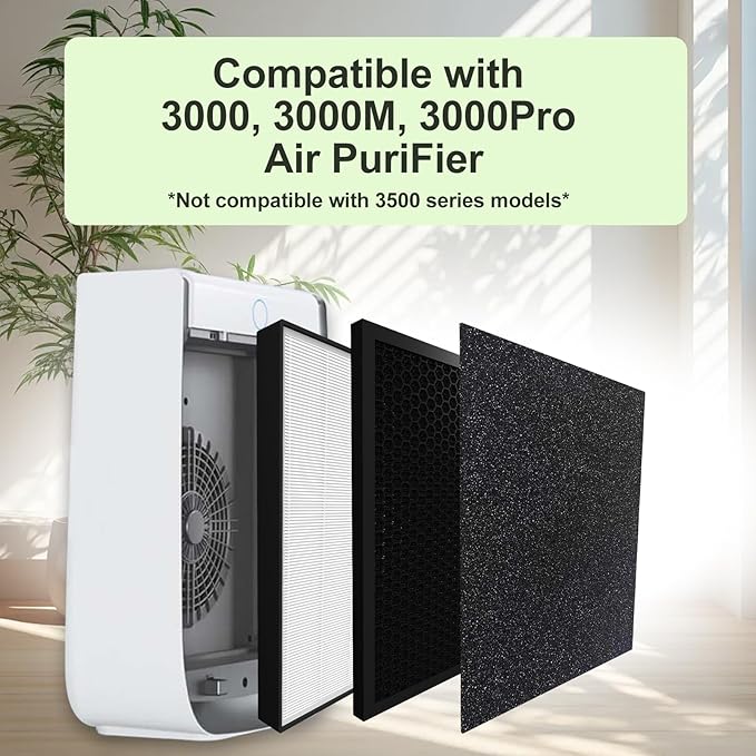 16 Pack 3000 Replacement Compatible with 3000 Series,Replace The Filter Element,2 Efficiency Filter + 4 Activated Carbon Filter + 10 Pre-Filters