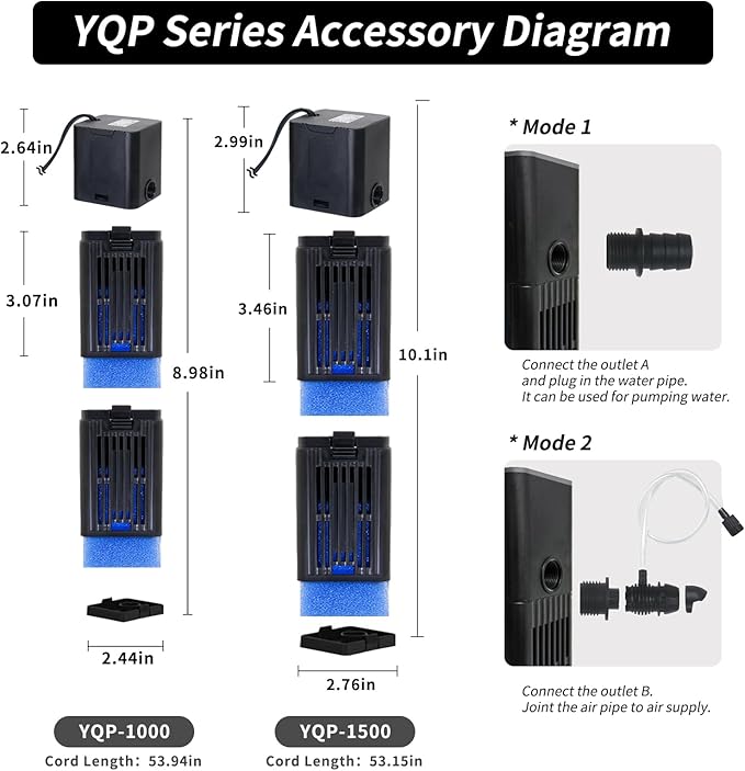 Aquarium Filter Water Flow Adjustable for 55-200 Gallon Fish Turtle Tank 400GPH Biochemical Filtration 4in1 Submersible Internal Powerful Pumps & Filters Keep Freshwater Saltwater Crystal Clear Large