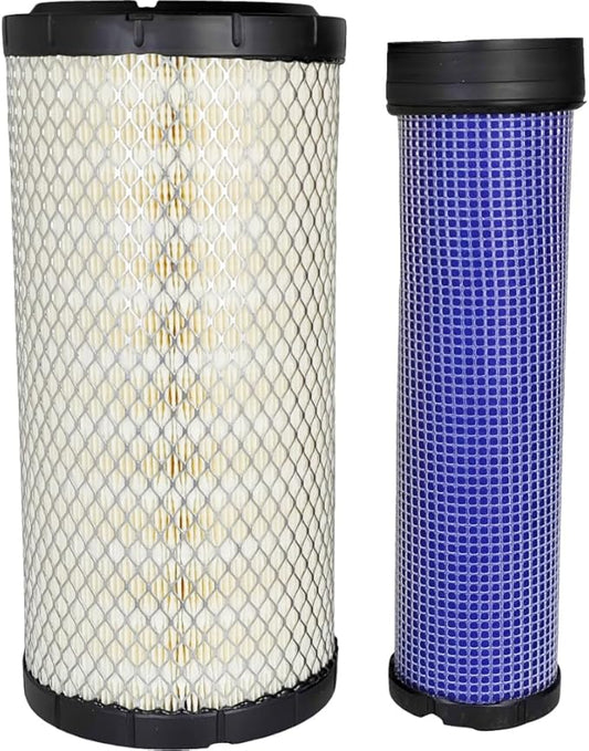 Air Filter Set P828889 P829333 AT171853 AT171854 110-6326 110-6331 46562 46569 222421A1 222422A1 RS3544 RS3545 Compatible with John Deere Kubota Case New Holland Backhoe Loader Tractor 5103 5203