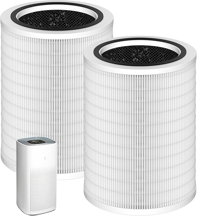 2 Pack 12010 Filter Replacement Compatible with Clorox Air Purifiers Fit for Clorox Smart Air Purifiers for Home Model 11010 & 11011 True HEPA Filter, Large Rooms Up to 1,500 Sq. Ft.