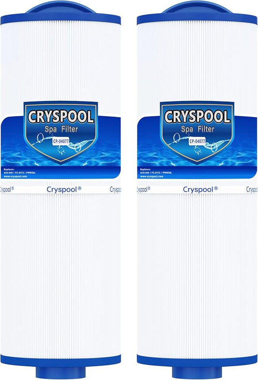 Cryspool® 04077 Compatible with Cal Spa Filters, 4CH-949, PWW50L, FC-0172, Rising Dragon, Dynasty Spas, 50 Sq. Ft Hot Tub Replacement Filter Cartridge, 2 Pack