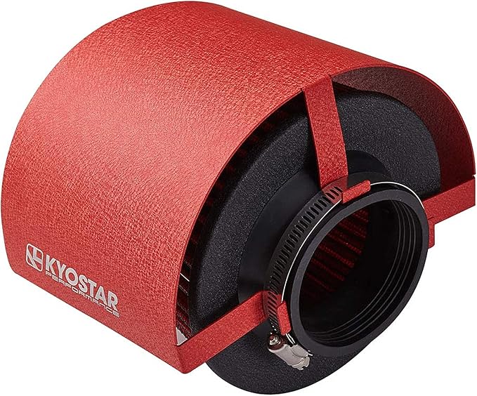 Kyostar Universal Steel Air Filter Heat Shield Cover Burning Air Intake Filter Cover for 2.5-3.5" Cone Filter (Red)