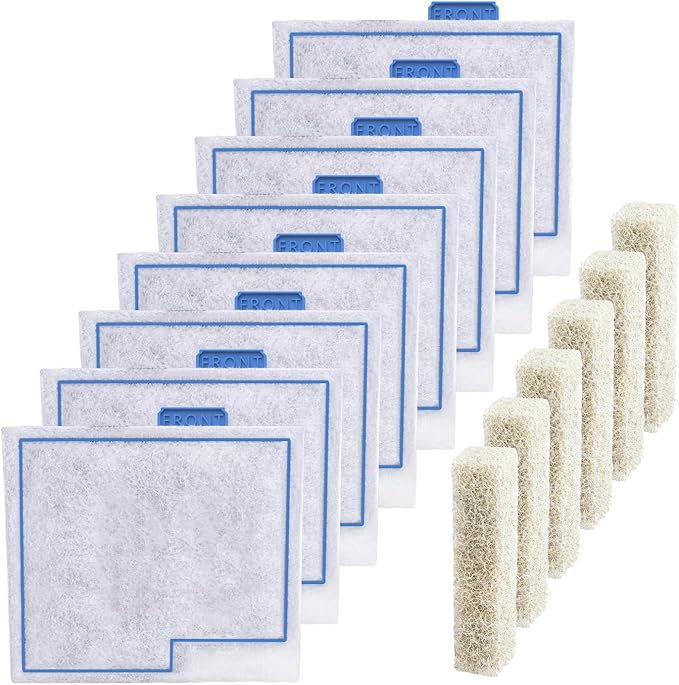 Medium Filter Cartridge Replacement Compatible with Aqueon QuietFlow LED PRO Power Filter Size 10/Power Filter Size 10/E Internal Power Filter Size 20 (8+6 Counts Ammonia Reducer Filter Pads)