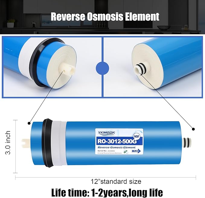 500GPD Reverse Osmosis Membrane Kit with RO Membrane Housing,Wrench,Quick-Connect Fittings,Check Valve and Water Pipe Replacement for Under Sink Home Drinking RO Water Filter System