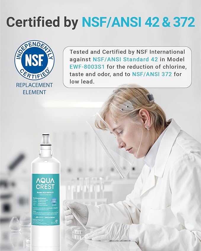 AQUACREST F-1000, 4204490 Water Filter, Replacement for InSinkErator® F-1000, Sub-Zero 4204490, 4290510,F-2000 F-3000, WCF110-L and AquaPure AP Easy C-Complete, Subzero Water Filter, NSF/ANSI 42