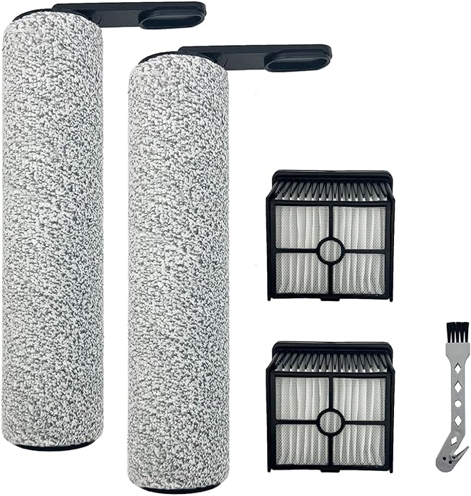 Replacement Brush Roller & Filter Kit for DREAME K10/K10 Pro, 2X Brush Rolls + 2X HEPA Filters + 1 Cleaning Tool, Compatible with Trouver K10 & K10 Pro Cordless Wet/Dry Vacuum