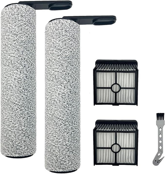 Replacement Brush Roller & Filter Kit for DREAME K10/K10 Pro, 2X Brush Rolls + 2X HEPA Filters + 1 Cleaning Tool, Compatible with Trouver K10 & K10 Pro Cordless Wet/Dry Vacuum