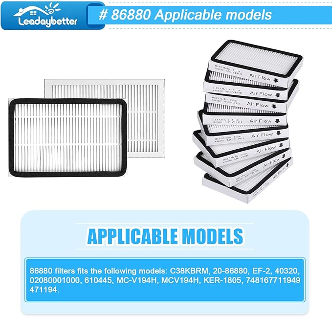 Leadaybetter 8 Pack Vacuum Cleaner HEPA Filter Replacement for Sears Kenmore EF-2, Replace Part #86880……