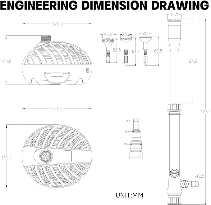 WaterRebirth HSP1600N Versatile Submersible Pump with Fountain Jets - for Aquariums, Ponds, Fountains, Turtle Tanks - 396GPH