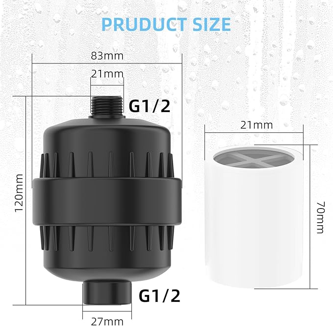 Black Showerhead Filter for Hard Water - 24 Stage Shower Filter Shower Water Filter with 4 Replaceable Filter Cartridges Protects Your Skin and Hair from Chlorine and Heavy Metals in Water
