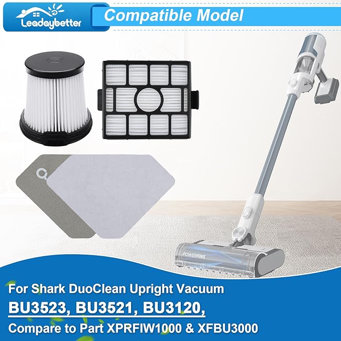 Leadaybetter BU3523 BU3521 BU3120 Detect Filter Replacement Compatible with Shark Clean Lightweight, Clean and Empty Cordless Stick Vacuum Cleaner, Compare to Part XPRFIW1000, XFBU3000
