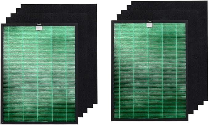 PUREBURG Replacement Filter Set Compatible with Coway Airmega 150 (AP-1019C) & Airmega 160 Air Purifiers, 2-Pack H13 HEPA + 8 x Activated Carbon Pre-Filter Air Clean