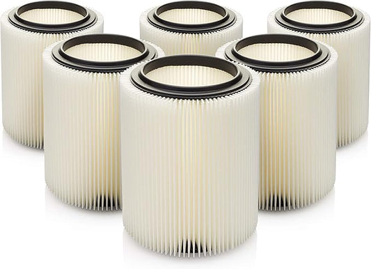 Kopach Replacement Filter for Craftsman and Ridgid Shop Vacs Part #s 9-17816, 9-17912 & Part #s VF4000, VF5000, 6 Pack, Deluxe Fine Particle Filter
