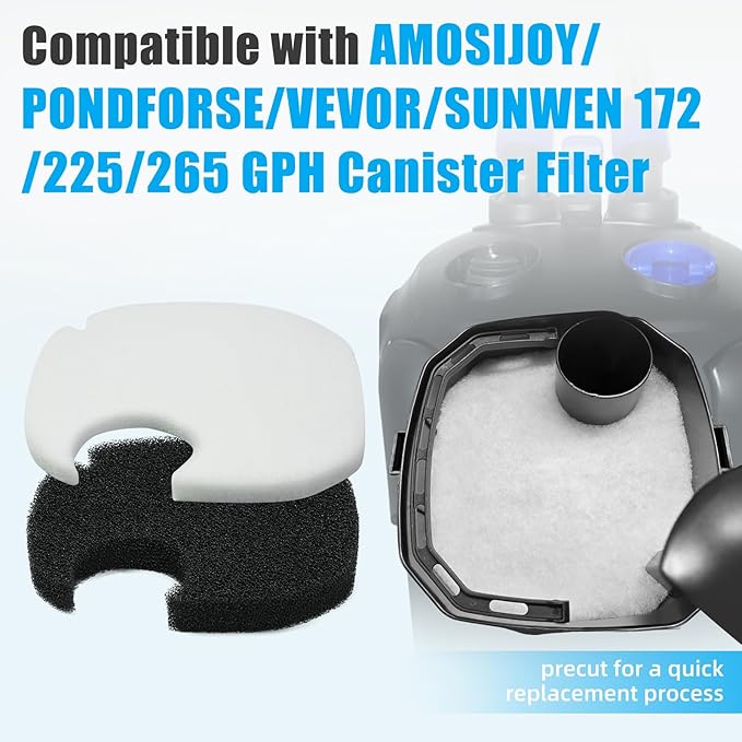 AQUANEAT 8 pcs Replacement Canister Filter Pads Compatible with AMOSIJOY/PONDFORSE 172/225/265GPH Aquarium Filter Media Generic Floss