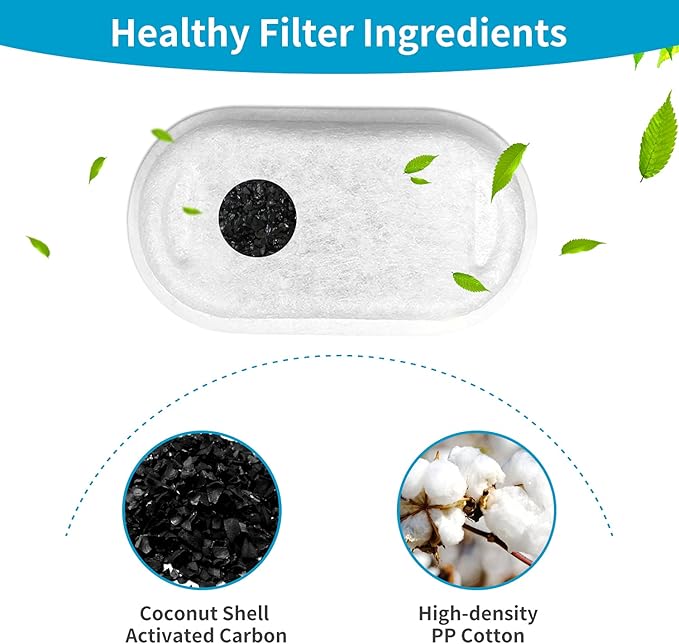 16 Pack Replacement Filters for Cat/Dog Water Fountain - Stainless Steel, 67oz/2L Adjustable Water Flow, Super Quiet