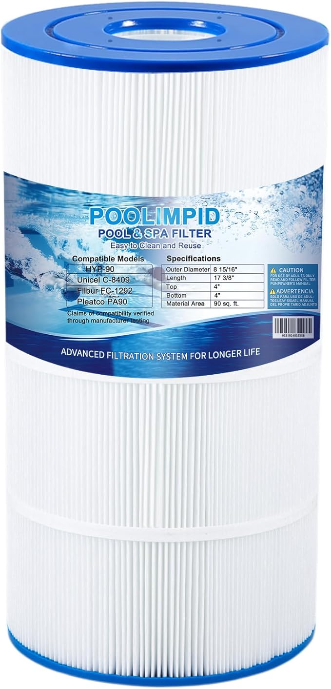 Pool Filter C900 Pool Filter Cartridge Compatible with Hayward CX900RE, PA90, C900, Unicel C-8409, Filbur FC-1292, Sta-Rite PXC95, 90 sq.ft, 1 Pack