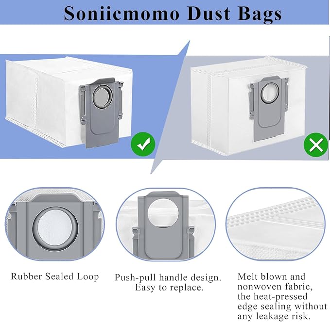 Accessories Kit Compatible with Roborock Q Revo【Not for Qrevo S/Pro/Plus/Maxv】Robtic Vacuum Cleaner, 2 Main Brush Roller, 4 Hepa Filters,4 Mop Pads,4 Dust Bags, 6 Side Brush,22 Pack Replacement Parts