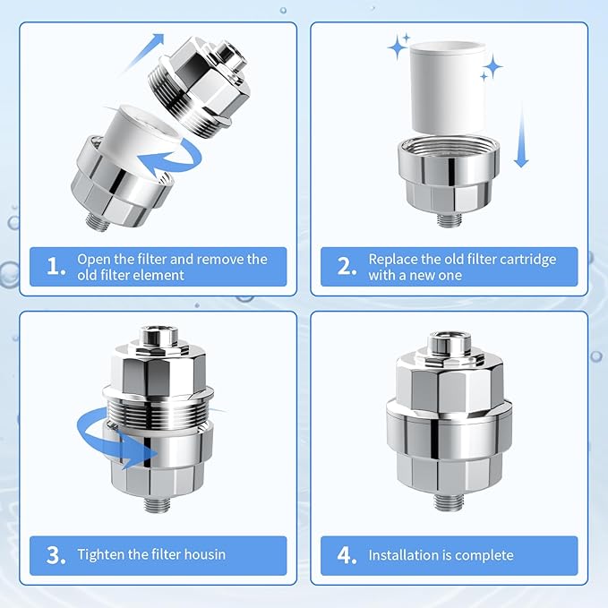 SR SUN RISE 20-Stages Shower Filter Replacement Cartridges - Universal Fit for Most Shower Head Filters, Reduces Chlorine & Chemicals, pH Balanced Water for Soft Skin & Healthy Hair（2-Pack）