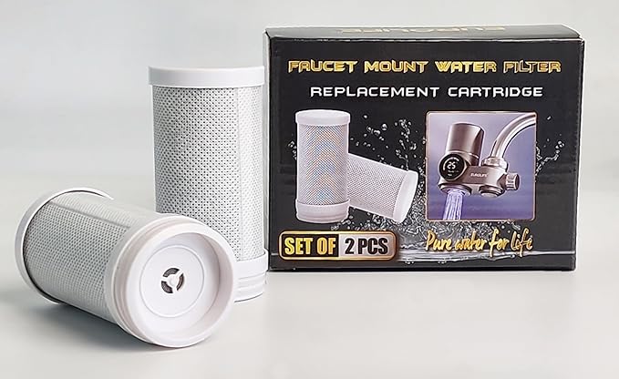 Faucet Mount Replacement Filter 2-Pack, 7 Stages of High Efficiency Fine Filtration, Easy Installation, Pure Water Filters Replacement Fit for Kitchen & Bathroom Sinks, Leak-proof, BPA Free