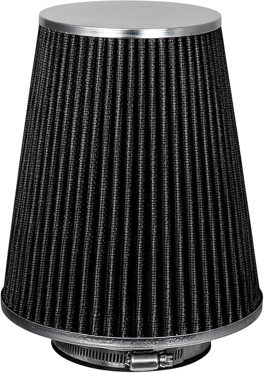 Mortar Aftermarket Auto Air Filter - Car Enthusiast Class Universal Cold Air Intake Gulps in More Air for More Engine Power & Passionate Induction Sound, 8-In-Long, Flange ID 4 In, Black