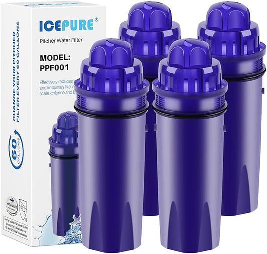 ICEPURE PPF001 Pitcher Water Filter Replacement for Pur CRF950Z, PPF951K, PPT700W, CR-1100C, DS-1800Z, CR-6000C, PPT711W, PPT711, PPT710W, PPT111W, PPT111R Pitchers and Dispensers,4PACK