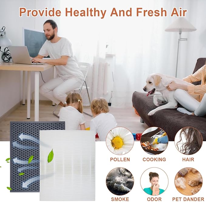 HR900 Replacement Filters Set Compatible with Winix HR900 Ultimate Pet Air Purfier，True HEPA and Activated Carbon Filter Replaces Part # 1712-0093-00 /T and 1712-0094-00 / U, 1 Set 16 x 12.28 In