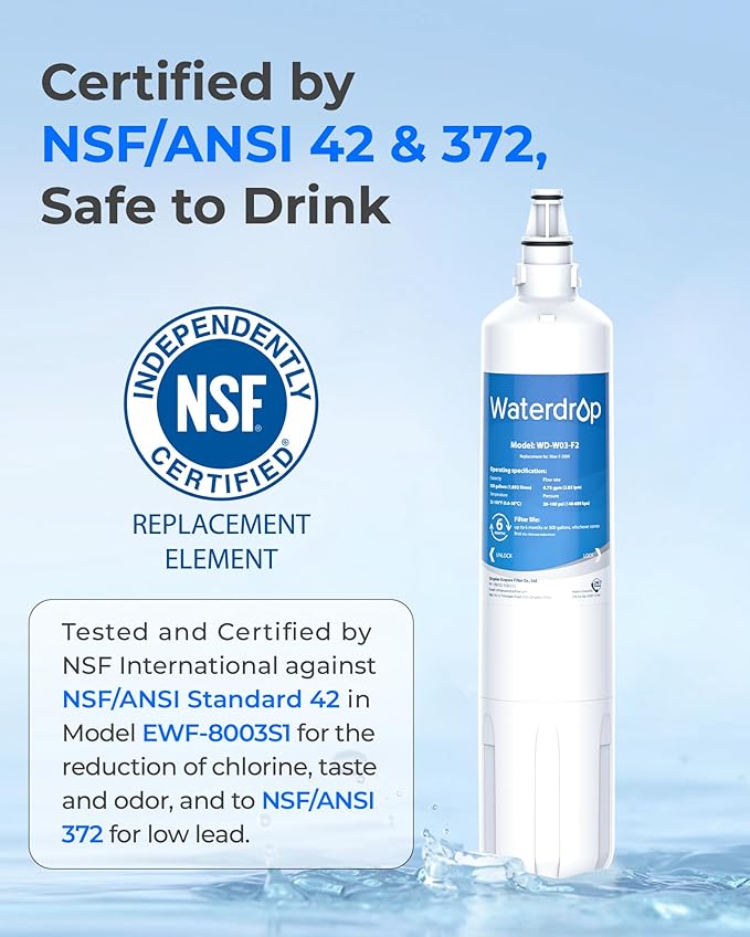 Waterdrop F-2000 4204490 Water Filter, Replacement for Sub-Zero 4204490, InSinkErator® F-1000 F-2000 F-3000 Filter and AquaPure AP Easy C-Complete, Sub Zero Water Filter Replacement, NSF/ANSI 42