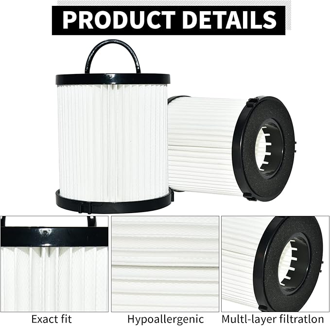SaferCCTV Replacement EF6 HEPA Exhaust Filter and Vacuum Dust Cup Filter DCF-21 Replaces Part # 67821, 68931, 68931A, EF91 Compatible with Eureka Airspeed AS1000 Series Upright Vacuum Cleaners (1 Set)