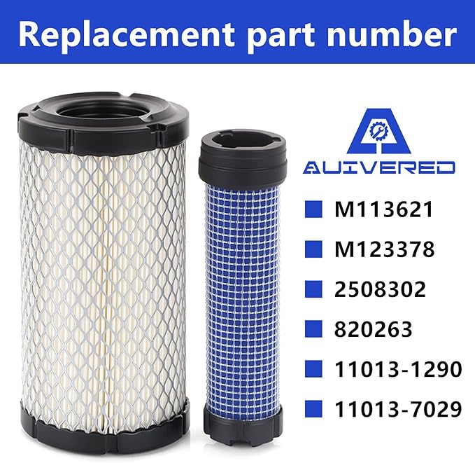 M113621 M123378 Inner & Outer Air Filters Set - Fit for Donaldson P822686 Fleetguard AF25550 John Deere M123378 M113621 Kawasaki 11013-1290 11013-7029 11013-7048 6449 RS3715 46449