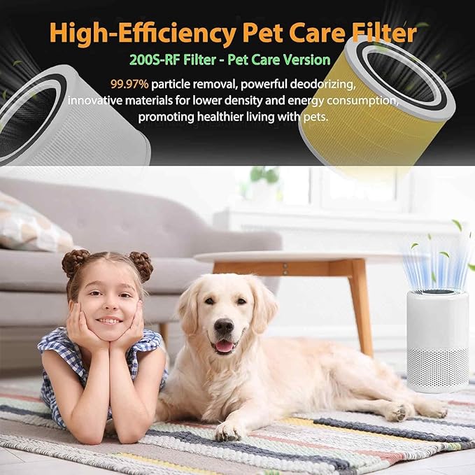 Core 200S Pet Care Replacement Filter Compatible with LEVOIT Core 200S/Core 200S-P Smart WiFi Air Purifier, 4 stages Ture H13 HEPA Filter, Compare part# Core 200S-RF,2 Pack