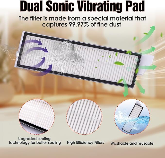 33 PCS S8 MaxV Ultra Accessories Kit for Roborock S8 Max/MaxV Ultra Robot Vacuum,6 Scent Tablets,1 Cleaning Brush,1 Set Main Brush,4 HEPA Filters,4 Mop Cloth,4 Edge Mop Cloth,6 Side Brushes,6Dust Bags