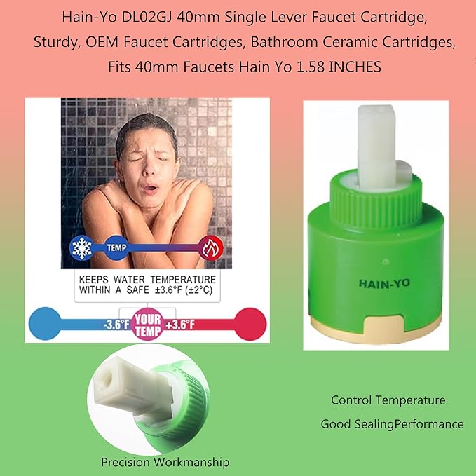Hain-Yo DL02GJ 40mm Single Lever Faucet Cartridge, Sturdy, OEM Faucet Cartridges, Bathroom Ceramic Cartridges, Compatible with Belanger FC9AC006 40mm Ceramic Faucet Cartridge,1.58 INCHES (DL02GJ)